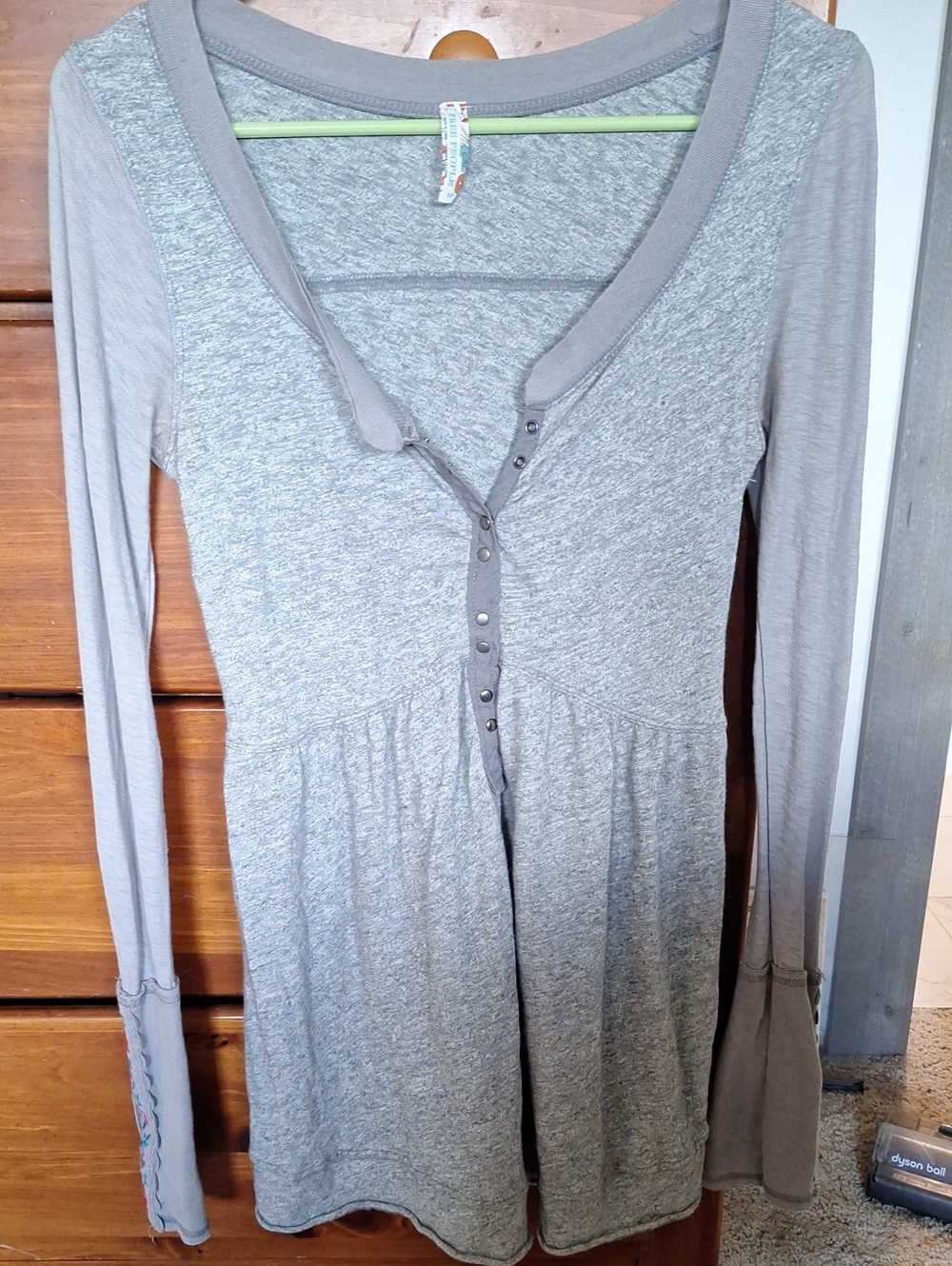 Free People Heather Gray Long Sleeve Henley Tunic
